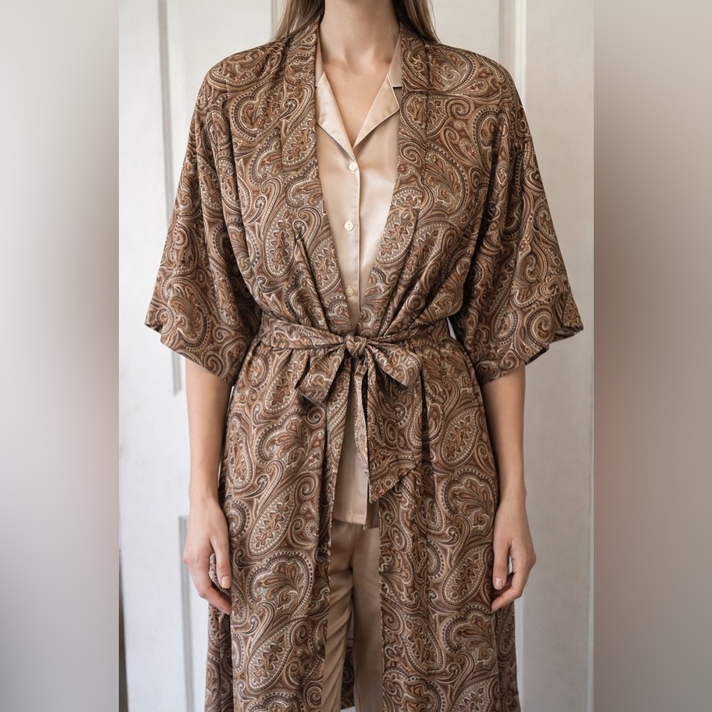 Vintage Christian Dior Paisley Robe / Coat S ID’d 1970s–80s Made in USA